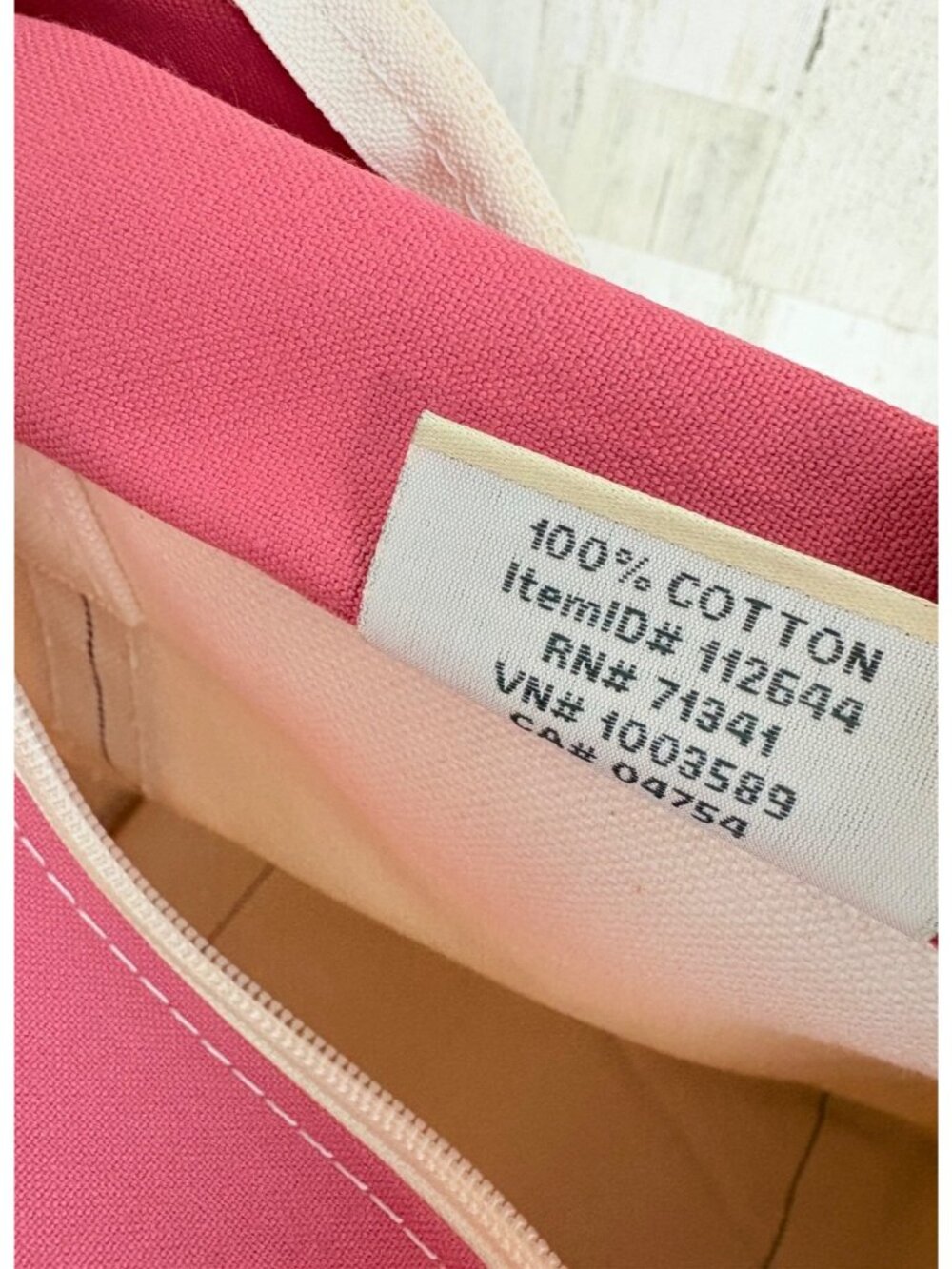 LL Bean Canvas Boat And Tote Bag Vintage Rose Pink Made in USA Zipper Closure - Picture 14 of 16